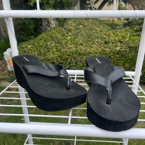 Joe Boxer Black Platform Thong Sandals